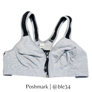 Y2K Victoria's Secret Gray & Black Cotton Racerback Zip-Up Sports Bra